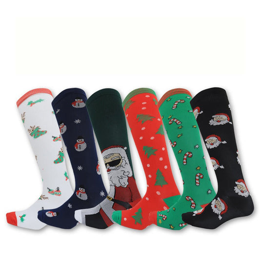 Chaussettes de compression hautes pour le sport de Noël (6 paires) - image 1