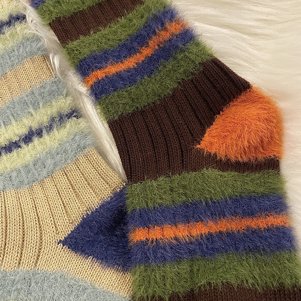 Chaussettes montantes en fourrure à blocs de couleur (6 paires) - image 9