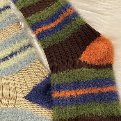 Chaussettes montantes en fourrure à blocs de couleur (6 paires) - image 9