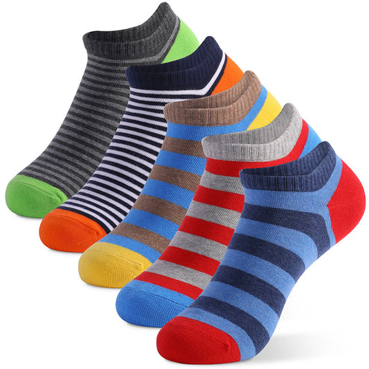 Chaussettes en coton à rayures colorées (5 paires) - 40-46 - Multicolore - image 0