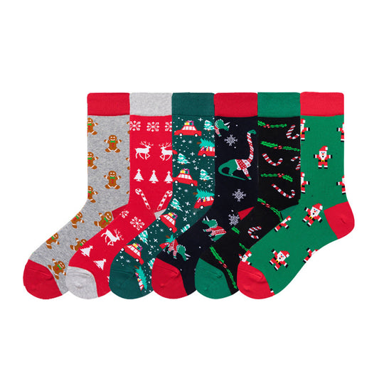 Chaussettes de Noël extensibles fantaisie grande taille (6 paires) - Multicolore - EU41-46 (US7.5-12) - image 1