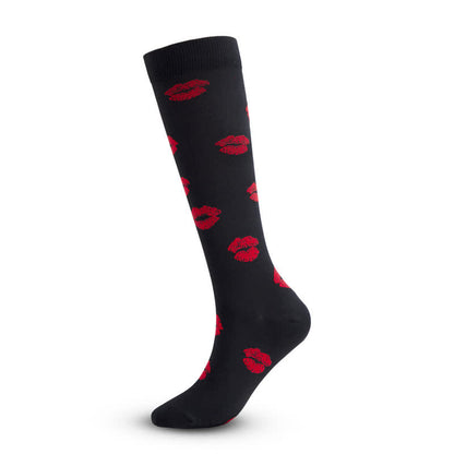 Chaussettes de compression à imprimé cœur et lèvres rouges (3 paires)
