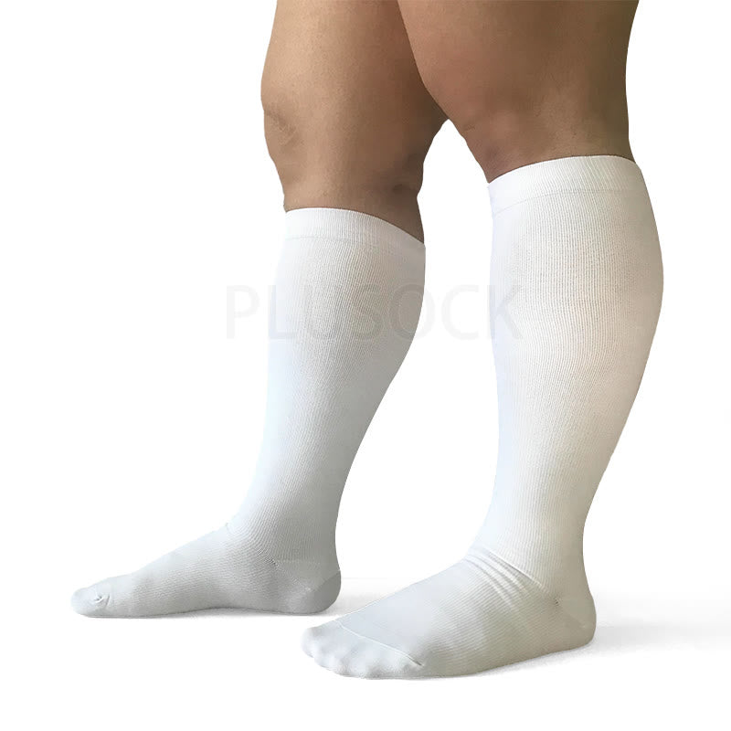 Chaussettes de compression blanches Plusock grandes tailles 2XL- 7XL (15-20 mmHg) - image 3