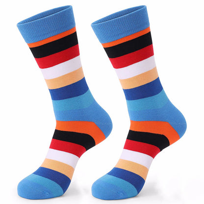 Chaussettes fantaisie en coton à rayures colorées (5 paires)