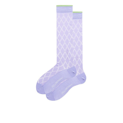 Chaussettes de compression transparentes à motif de losanges violets