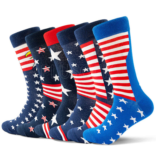 Chaussettes mi-mollet USA Stars Stripes grande taille (6 paires)