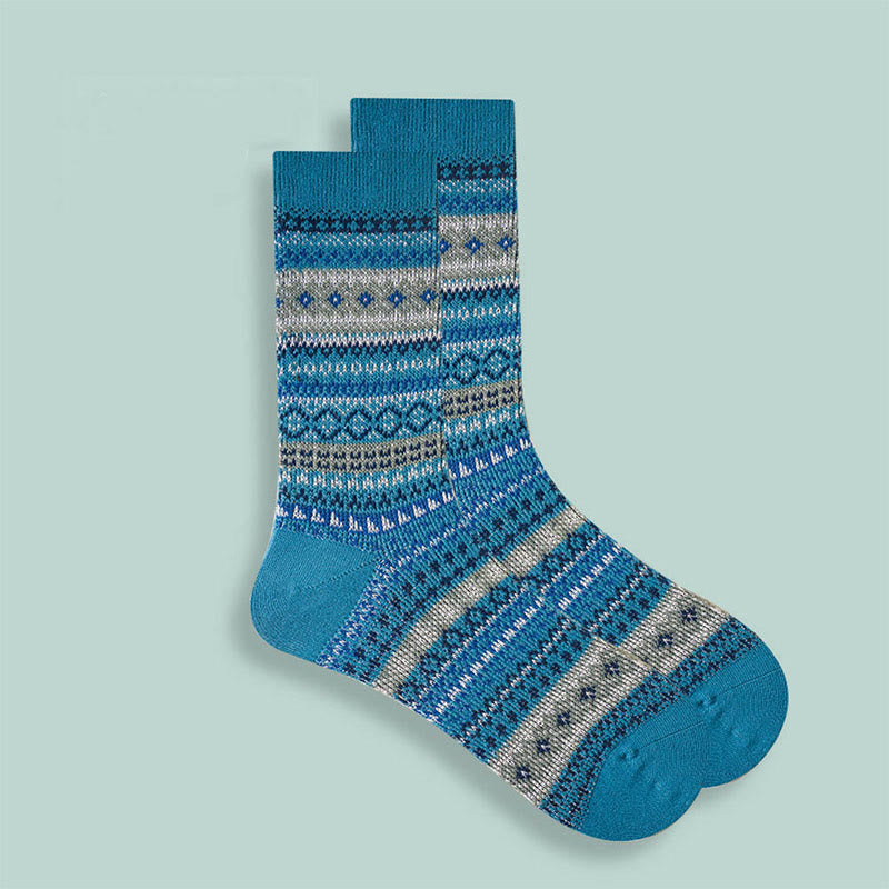 Chaussettes rétro en coton doux (10 paires) - Bleu - EU37-43 (US4-9) - image 4