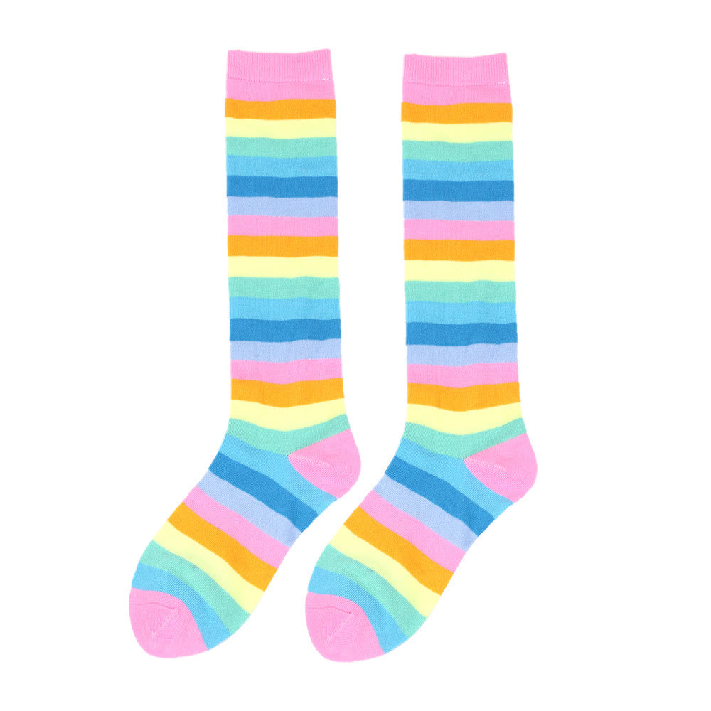 Chaussettes hautes à rayures arc-en-ciel (3 paires)