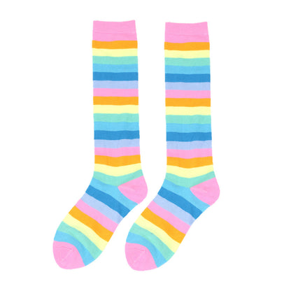 Chaussettes hautes à rayures arc-en-ciel (3 paires)