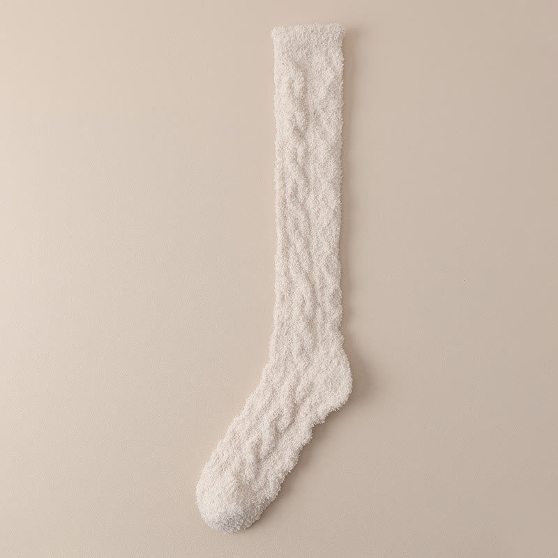 Chaussettes thermiques en polaire corail jusqu'aux genoux (5 paires) - Beige - Convient à 220 lb - image 7