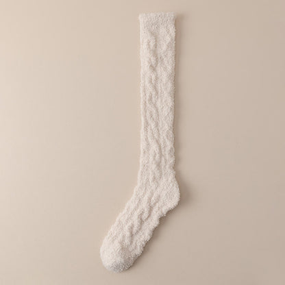 Chaussettes thermiques en polaire corail jusqu'aux genoux (5 paires) - Beige - Convient à 220 lb - image 7