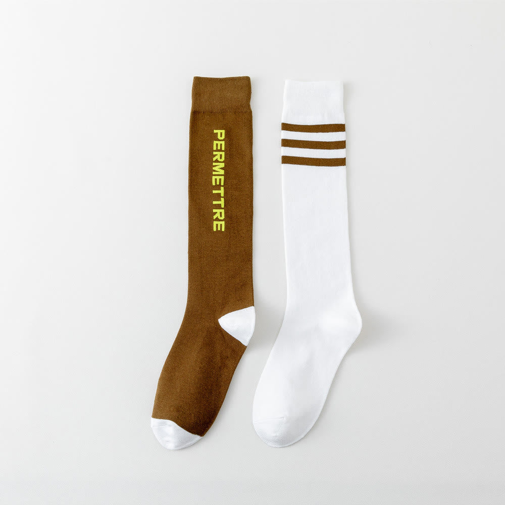 Chaussettes de compression en coton de couleurs mélangées, grande taille (3 paires) - Unisexe - Café et blanc - image 19