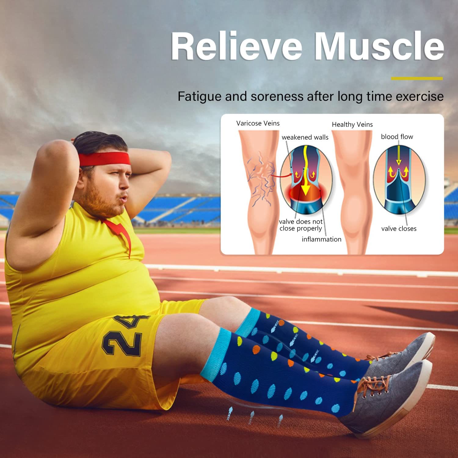 Chaussettes de compression Plusock Skin Heart Dot Grande Taille 2XL- 7XL (3 paires) - image 8