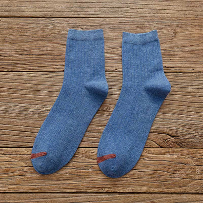 Chaussettes en coton à doublure couleur pure grande taille (6 paires)