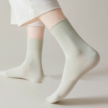Chaussettes hautes élastiques de couleur unie (5 paires)