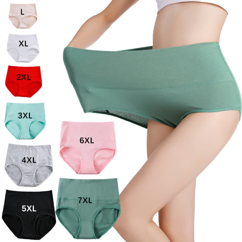 Culotte taille haute unie confortable (paquet de 4) - Multicolore (8 paires) - 7XL - image 0