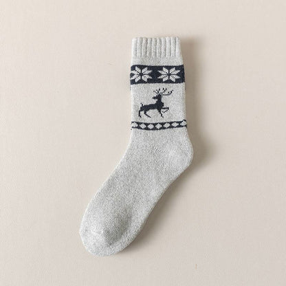 Chaussettes courtes en laine épaisse à motif d'élan Plusock (5 paires) - Gris clair - EU39-46 (US6-12) - image 2
