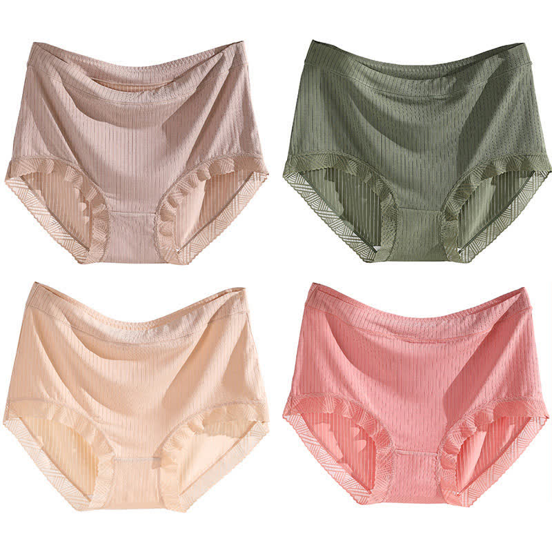 Culotte taille haute sans coutures (4 paires) - Kaki+Vert+Abricot+Rose - 4XL - image 23