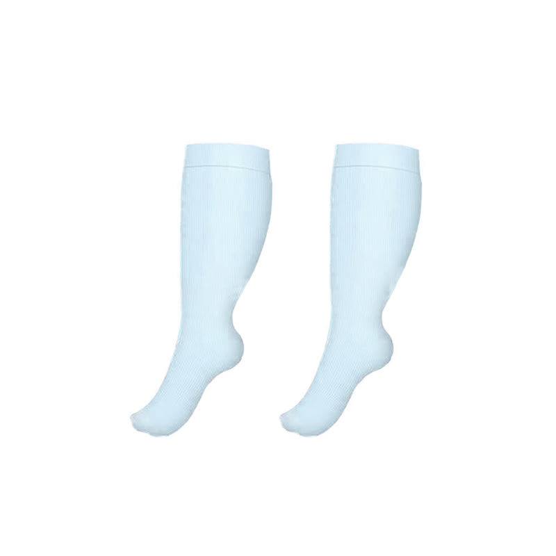 Chaussettes de compression de couleur unie grande taille (3 paires) - Bleu clair - 4XL - image 2