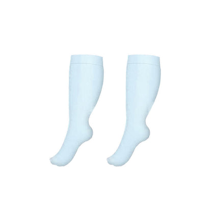 Chaussettes de compression de couleur unie grande taille (3 paires) - Bleu clair - 4XL - image 2