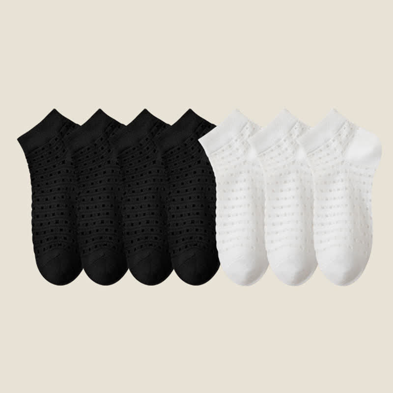 Chaussettes basses en maille ajourée Plusock (7 paires) - Noir*4+Blanc*3 - EU38-44 (US5-11) - image 12