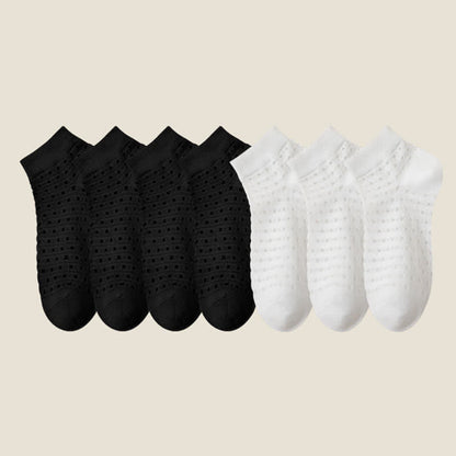 Chaussettes basses en maille ajourée Plusock (7 paires) - Noir*4+Blanc*3 - EU38-44 (US5-11) - image 12