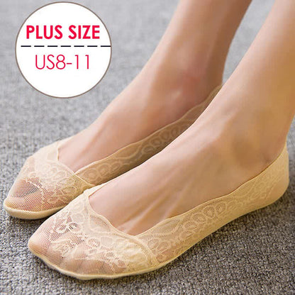 Chaussettes invisibles en dentelle grande taille (5 paires)