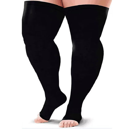 Chaussettes de compression hautes à bout ouvert, grande taille (2 paires) - Noir - 7XL - image 0