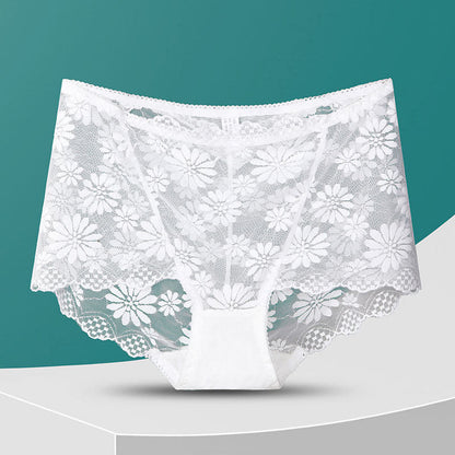 Culotte taille haute en dentelle florale (5 paires) - Blanc - 4XL - image 12