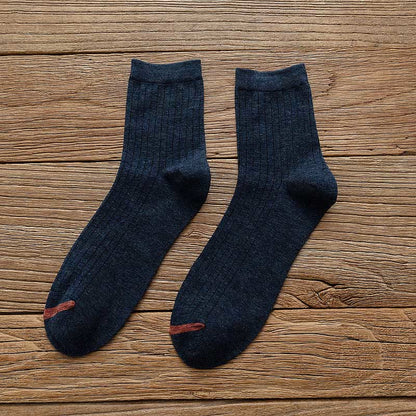 Chaussettes en coton à doublure couleur pure grande taille (6 paires)
