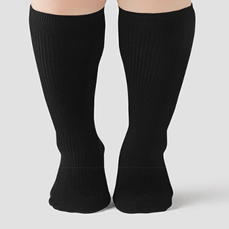 Chaussettes hautes chaudes de couleur unie (2 paires) - Noir - Convient aux personnes de 88 à 220 lb - image 0