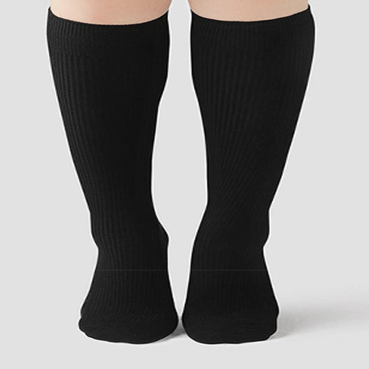 Chaussettes hautes chaudes de couleur unie (2 paires) - Noir - Convient aux personnes de 88 à 220 lb - image 0