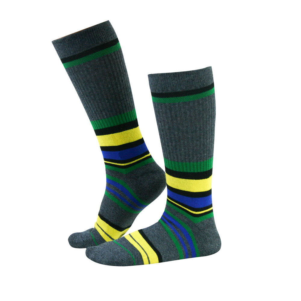 Chaussettes montantes rembourrées à rayures vert foncé - image 4