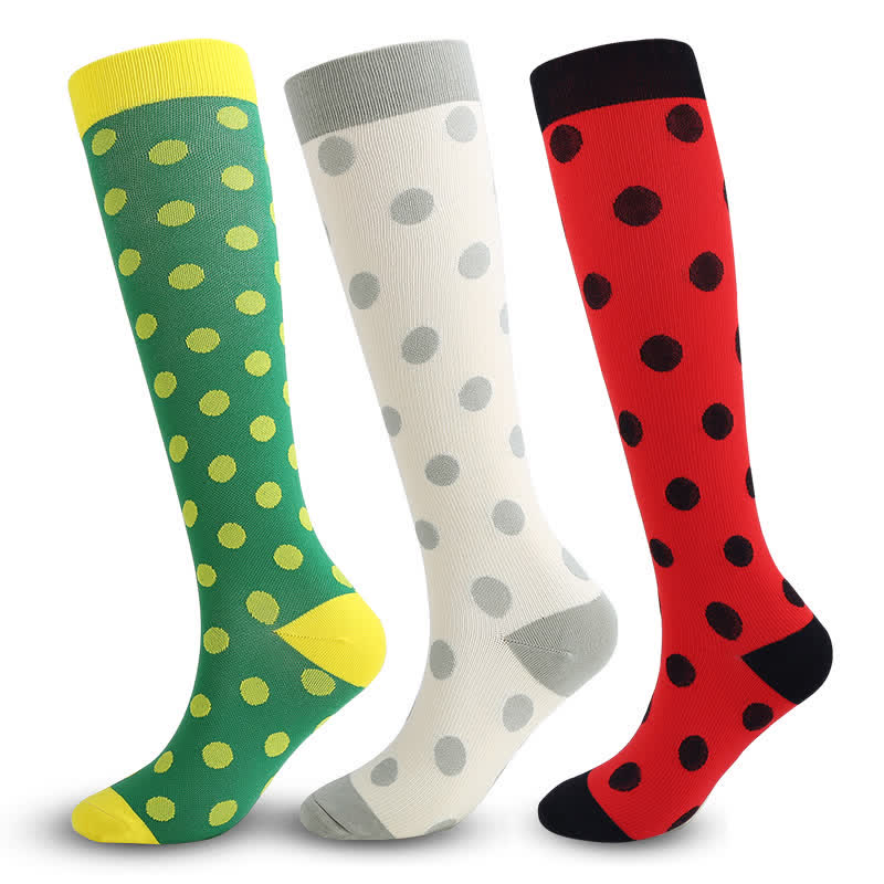 Chaussettes de compression à pois abstraits (3 paires) - image 0