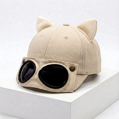 Chapeau à oreilles de chat avec lunettes de soleil - Beige - One Size - image 7