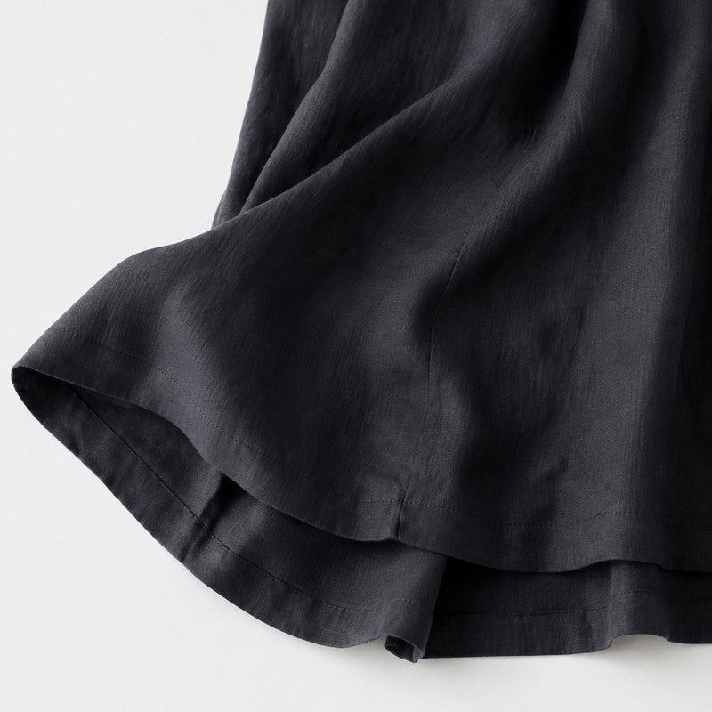 Robe longue en coton et lin à col V - image 4