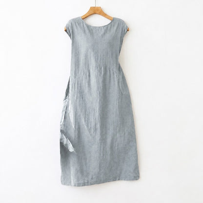 Robe midi en mélange de coton texturé - Gris - 2XL - image 6