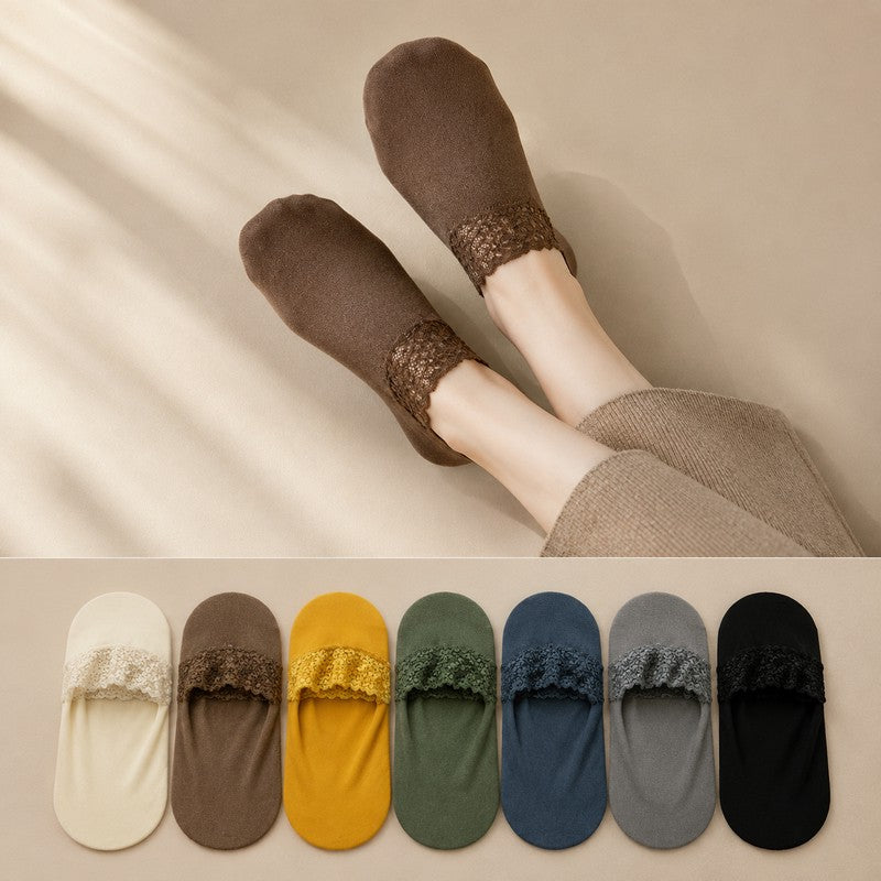 Chaussettes élégantes à bordure en dentelle (8 paires) - Multicolore - EU36-40(US3-7) - image 0