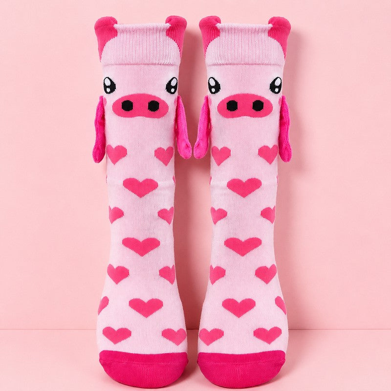Chaussettes mignonnes en polyester et coton avec détails en peluche 3D (2 paires) - Rose - 42(US2-9) - image 3