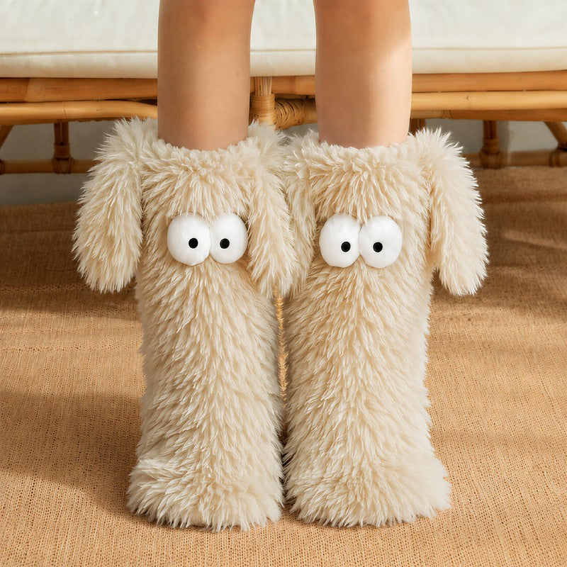 Chaussettes-chaussons à yeux de dessin animé - Beige - EU37-45 (US4-11) - image 2