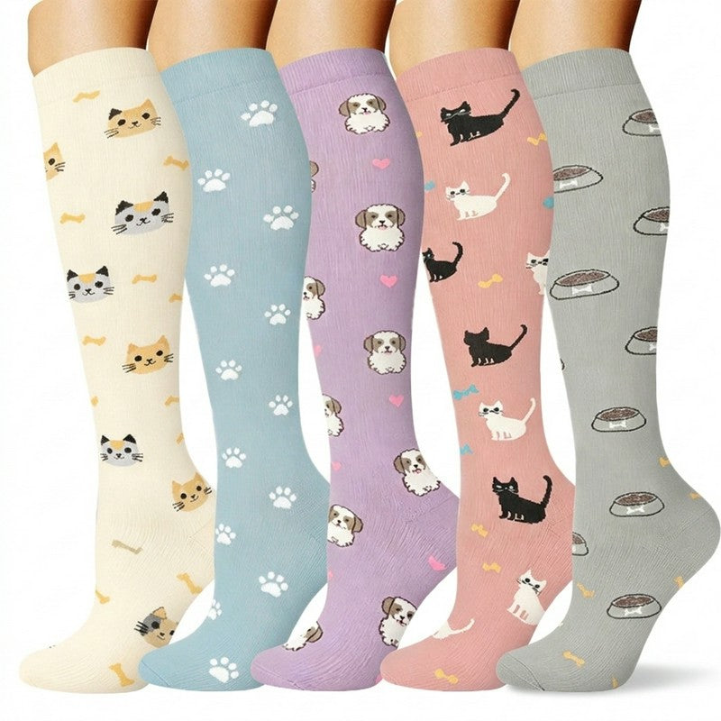 Chaussettes de compression ludiques pour chats et chiens (5 paires) - Multicolore - S/M - image 0