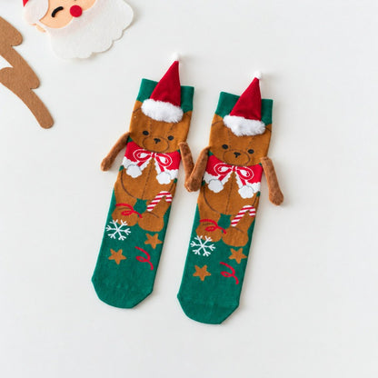 Chaussettes courtes tricotées sapin de Noël tenant une main - E - EU36-42(US3-8.5) - image 6