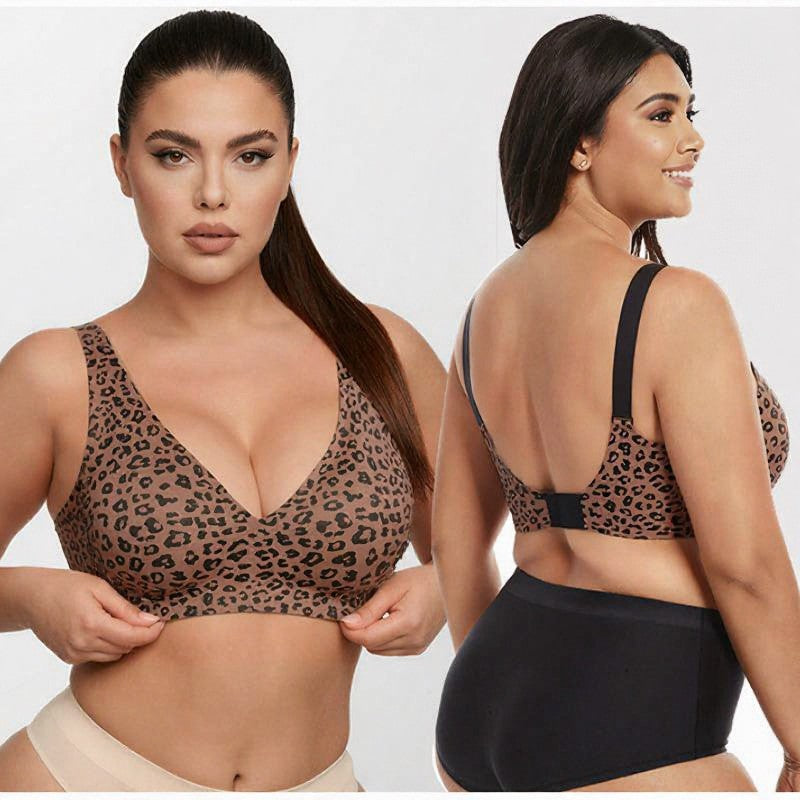 Soutien-gorge sans armatures à pois et imprimé léopard - image 0