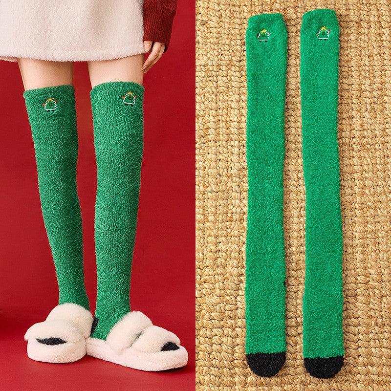 Chaussettes hautes de Noël douillettes - Vert - One Size - image 4