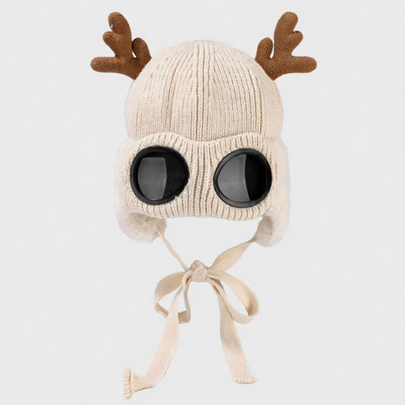 Lunettes de protection en bois de cerf, bonnet aviateur - Beige - One Size - image 15