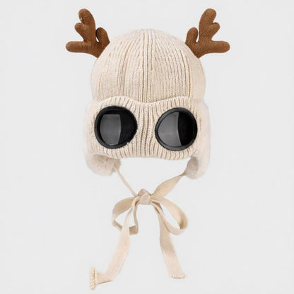 Lunettes de protection en bois de cerf, bonnet aviateur - Beige - One Size - image 15