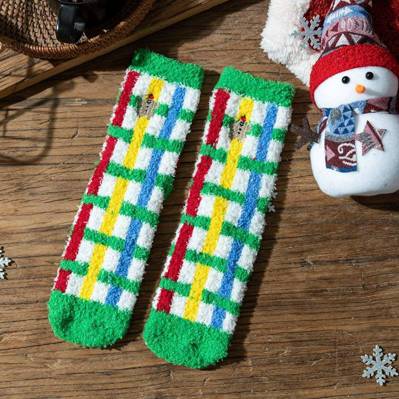 Chaussettes courtes festives à carreaux en peluche (6 paires) - image 6