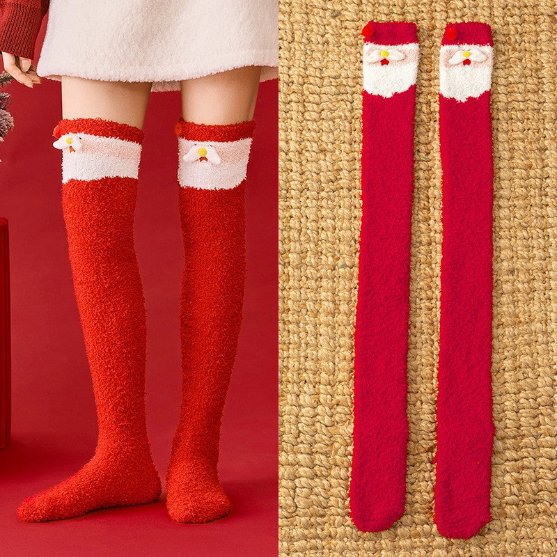 Chaussettes hautes de Noël douillettes - Rouge - One Size - image 5