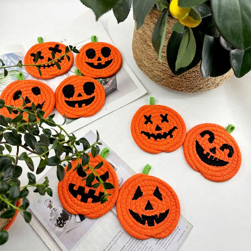 Dessous de verre citrouille d'Halloween (8 pièces) - image 1