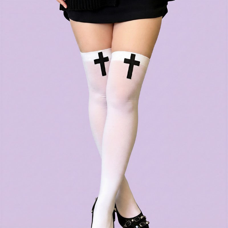 Chaussettes hautes à motif croix gothique (2 paires) - image 8